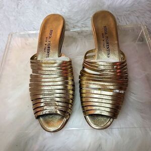 Silvia Florentina nappa gold all leather sandal,luxury brand ✨️ sz.6.5 med.NWT!